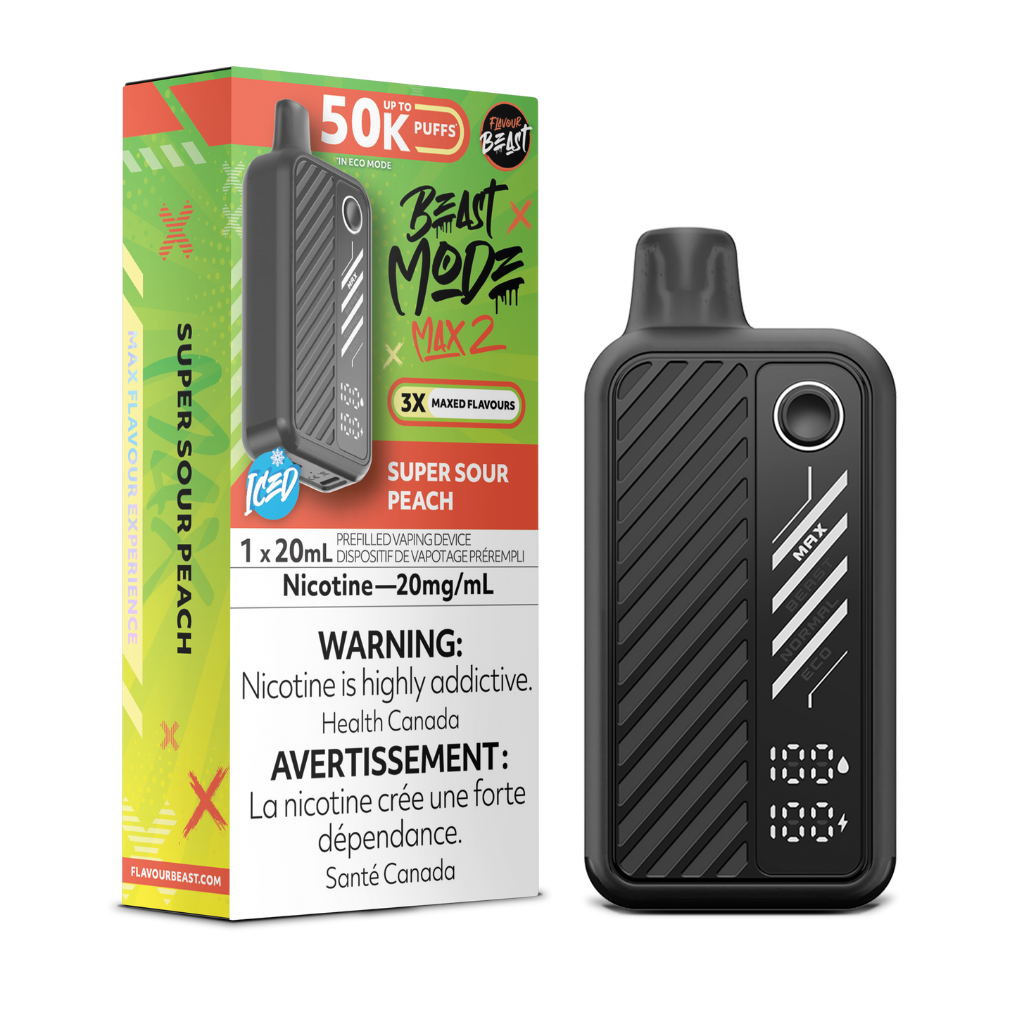 Flavour Beast Beast Mode Max 2 - Super Sour Peach Iced