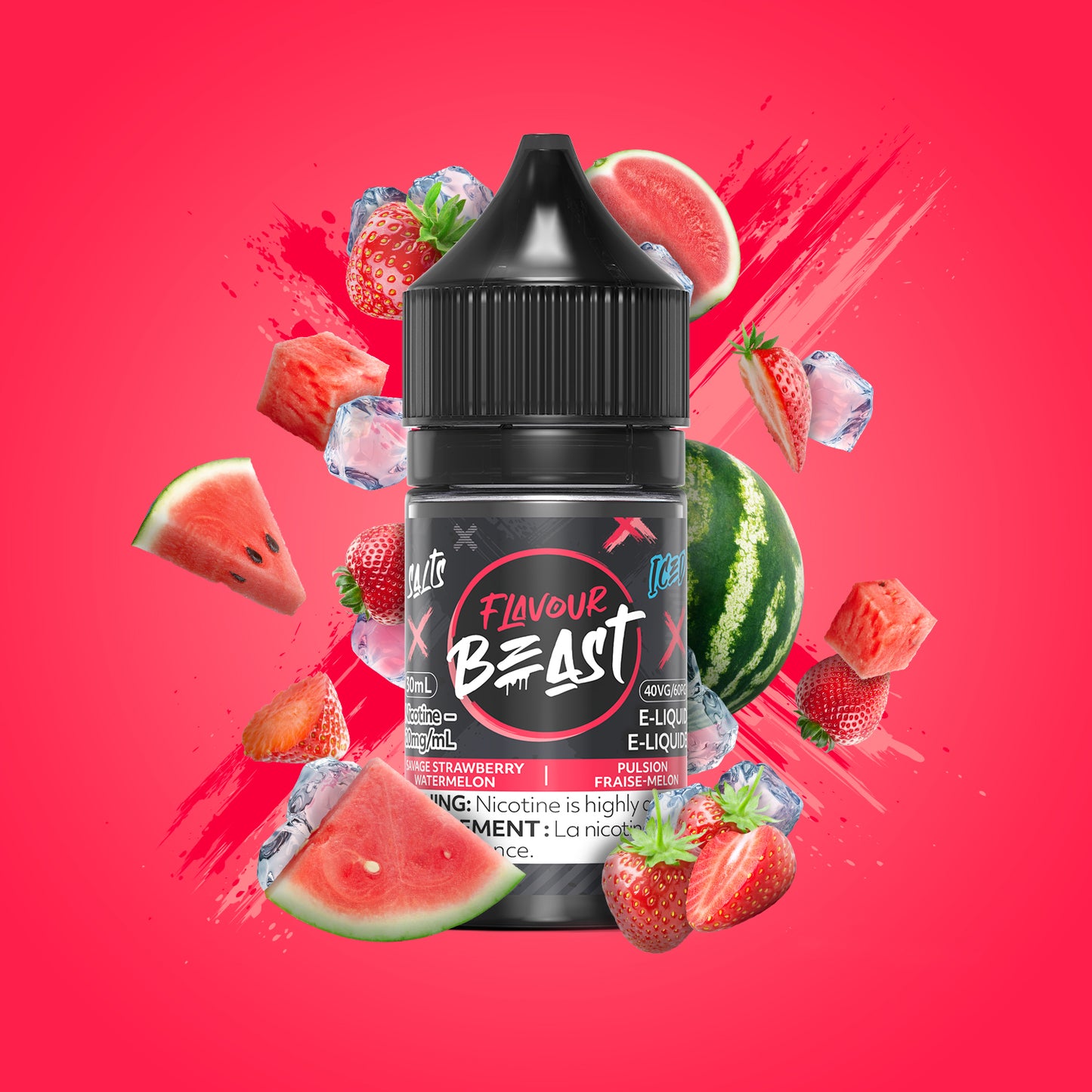 Flavour Beast Salt - Savage Strawberry Watermelon Iced 30mL